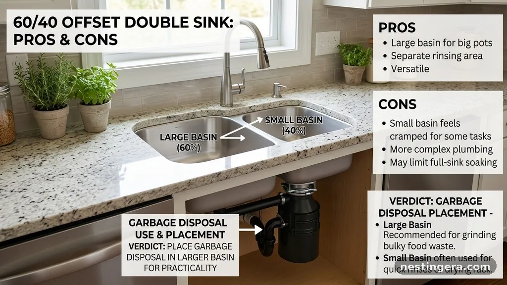 60/40 Offset Double Sink: Pros and Cons for Garbage Disposal Use