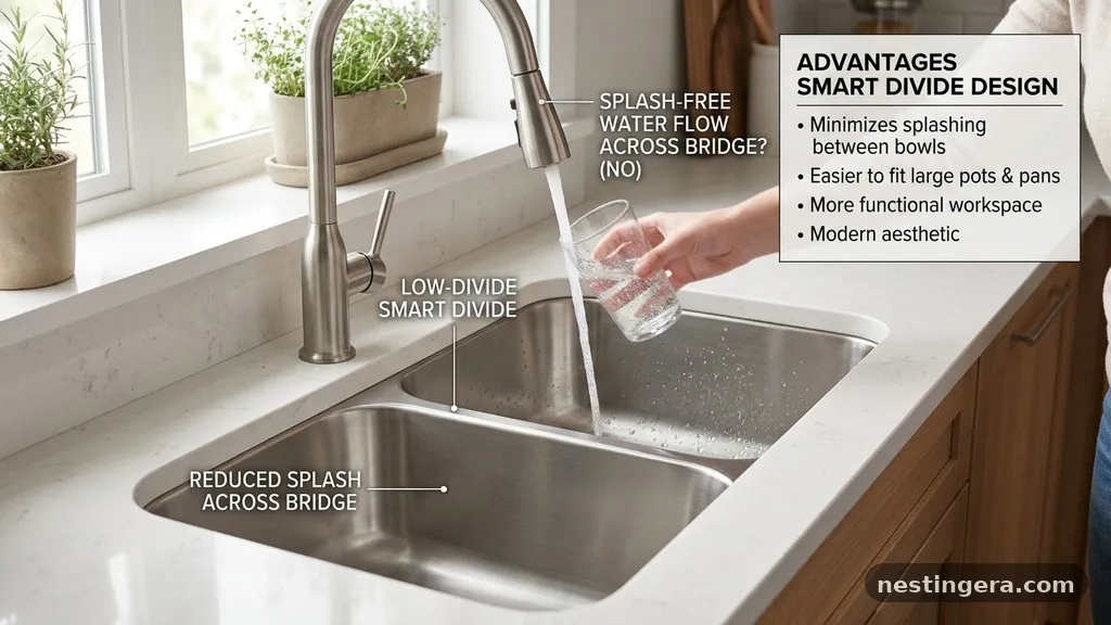 Advantages of the Smart Divide Design - Low-Divide (Smart Divide) Sinks: Do They Splash Water Across the Bridge?