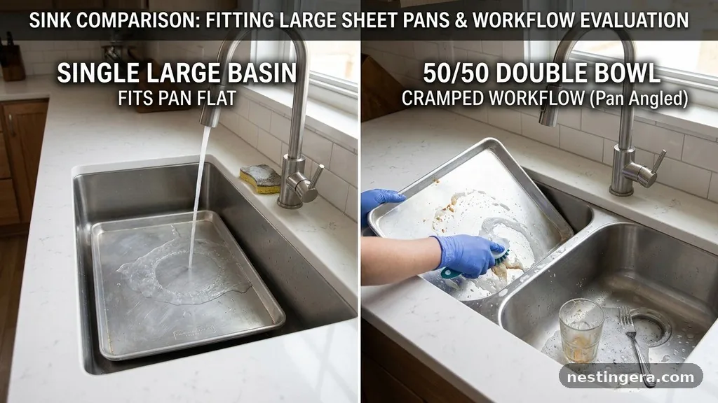 Evaluating the 50/50 Double Bowl Workflow - Single Large Basin vs 50/50 Double Bowl: Which Fits Large Sheet Pans Better?