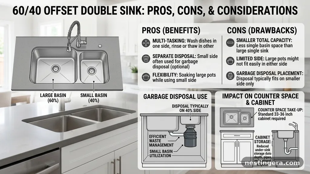 Impact on Counter Space and Cabinet Storage - 60/40 Offset Double Sink: Pros and Cons for Garbage Disposal Use