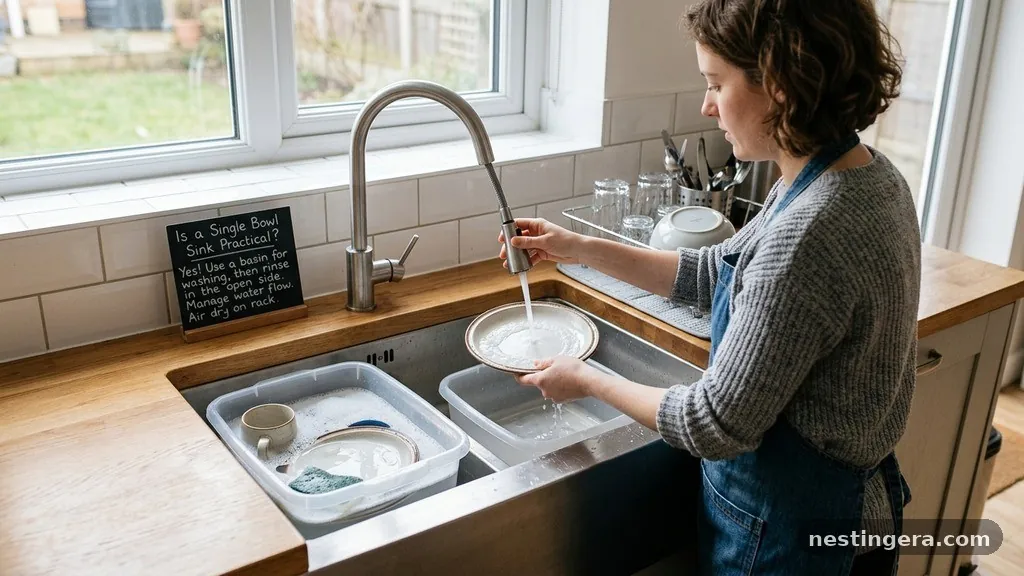 Managing Rinse Water and Drainage - Is a Single Bowl Sink Practical for Washing and Rinsing Without a Dishwasher?