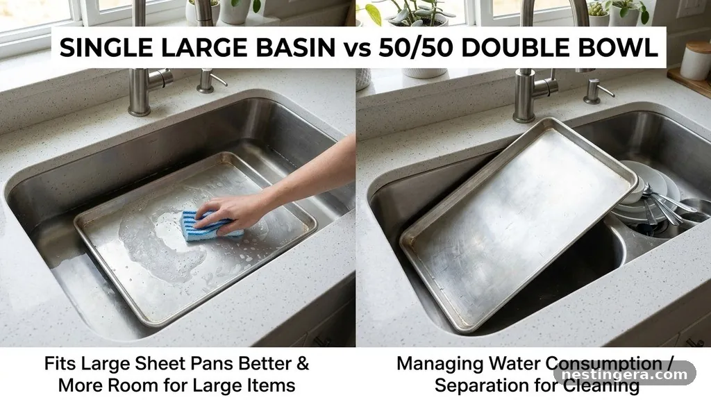 Managing Water Consumption and Cleaning - Single Large Basin vs 50/50 Double Bowl: Which Fits Large Sheet Pans Better?