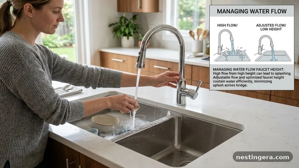 Managing Water Flow and Faucet Height - Low-Divide (Smart Divide) Sinks: Do They Splash Water Across the Bridge?