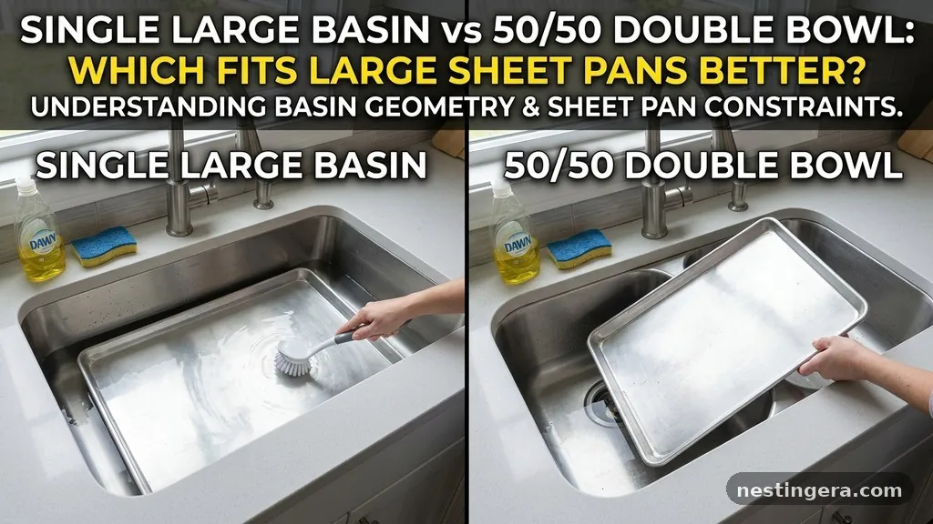 Single Large Basin vs 50/50 Double Bowl: Which Fits Large Sheet Pans Better?
