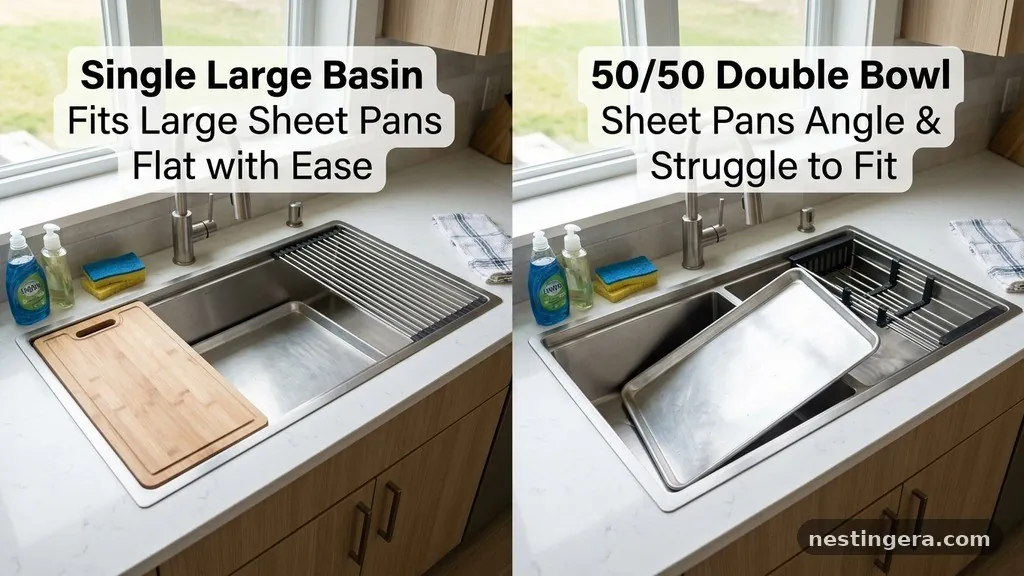 The Role of Workstation Sinks - Single Large Basin vs 50/50 Double Bowl: Which Fits Large Sheet Pans Better?